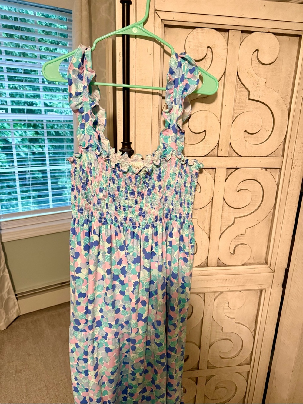 MAHI GOLD Pastel Floral Smocked Dress in Blue, Pink & Mint